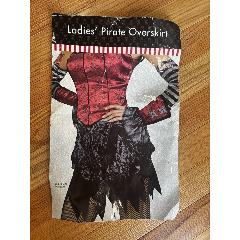 Ladies Pirate Overskirt Costume OS Gothic Lace Skull Cuffs Halloween - Picture 4 of 10
